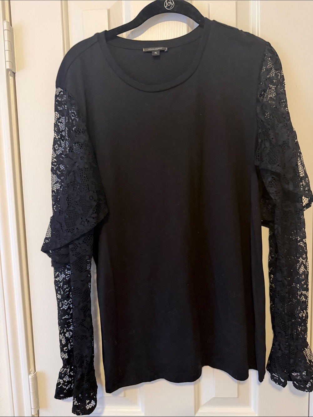 Stella & Dot Black Long Sleeve Lace-Sleeve Tee